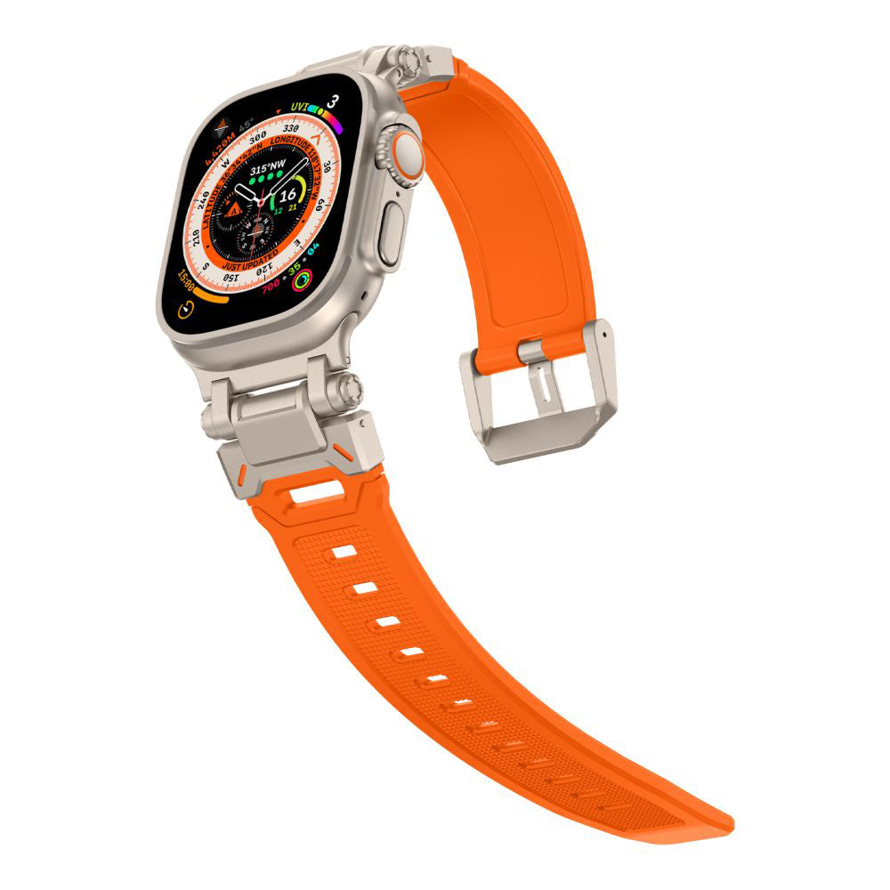 Curea Techsuit W064 pentru Apple Watch 49mm / 46mm / 45mm / 44mm / 42mm Series, Argintie Portocalie