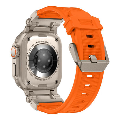 Curea Techsuit W064 pentru Apple Watch 49mm / 46mm / 45mm / 44mm / 42mm Series, Argintie Portocalie