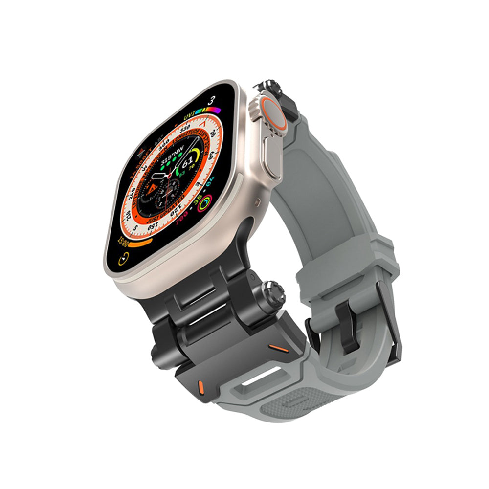 Curea Techsuit W064 pentru Apple Watch 49mm / 46mm / 45mm / 44mm / 42mm Series, Neagra Gri