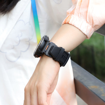 Curea Techsuit W068 pentru Garmin Watch Fenix / Forerunner / Approach Series, 22mm, Portocalie Neagra