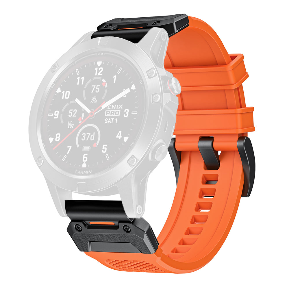 Curea Techsuit W068 pentru Garmin Watch Fenix Series, 26mm, Portocalie Neagra