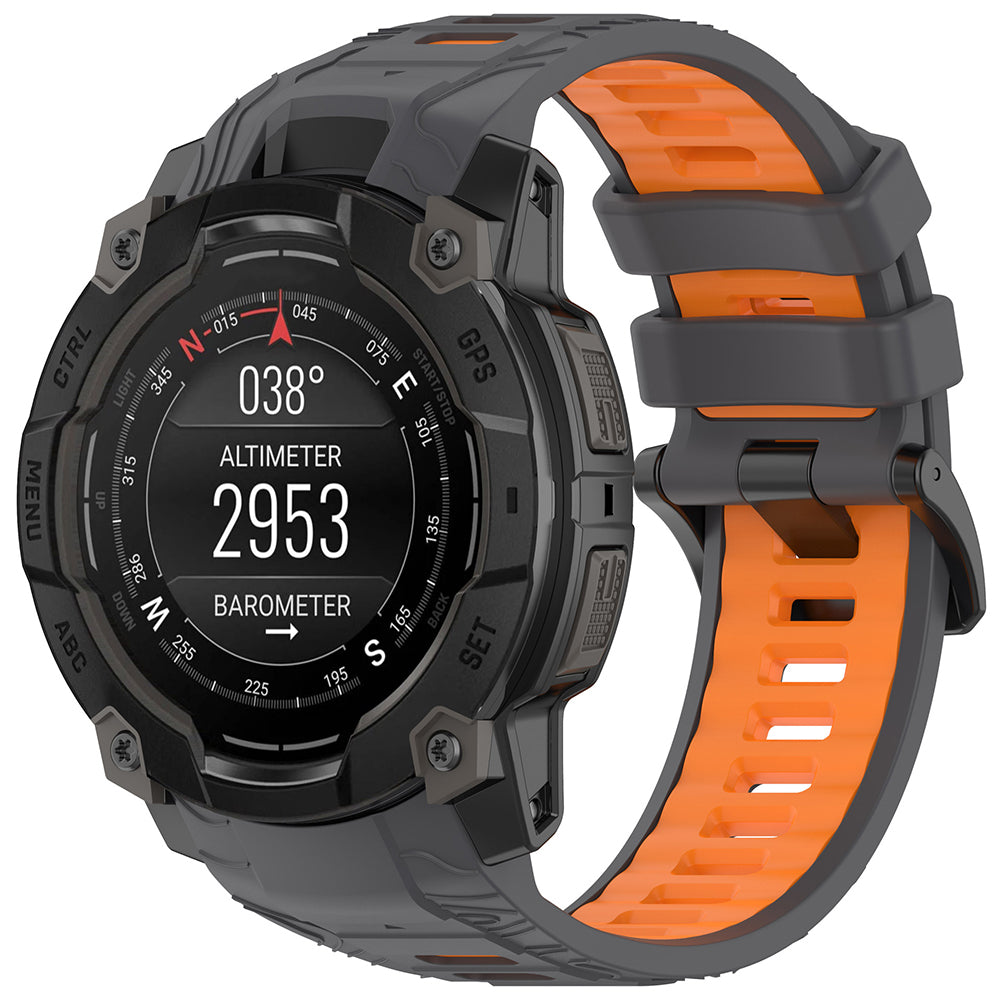 Curea Techsuit W077 pentru Garmin Instinct 3 45mm Solar / Instinct 3 45mm, Gri Portocalie