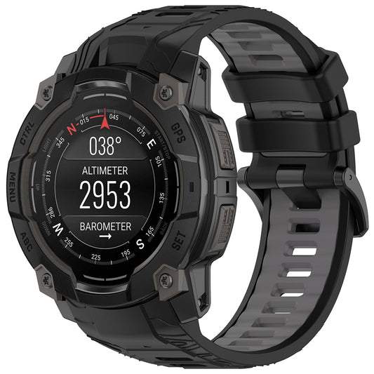 Curea Techsuit W077 pentru Garmin Instinct 3 45mm Solar / Instinct 3 45mm, Neagra Gri