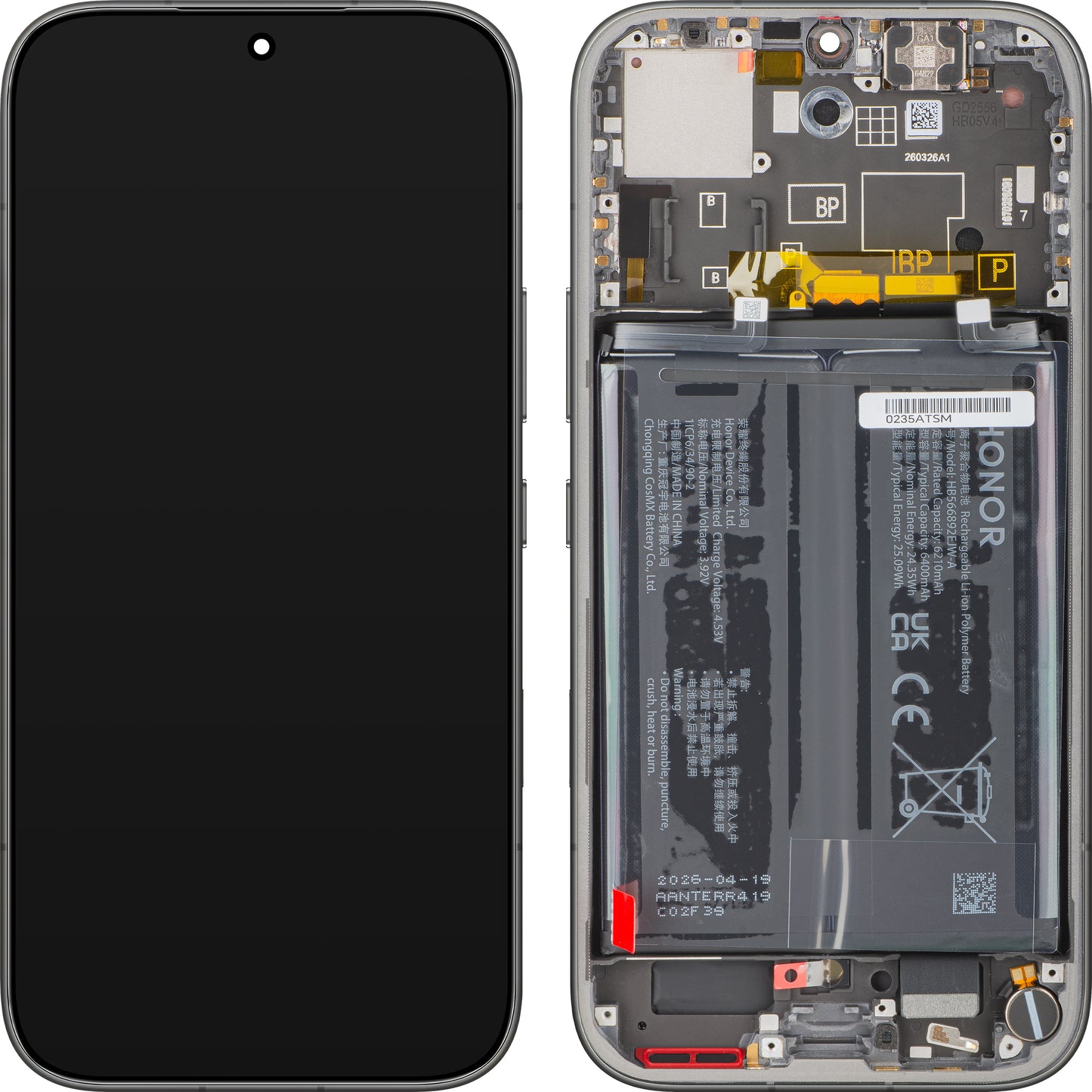Display cu Touchscreen Honor 600, cu Rama si Acumulator, Negru, Service Pack 0235ATSM