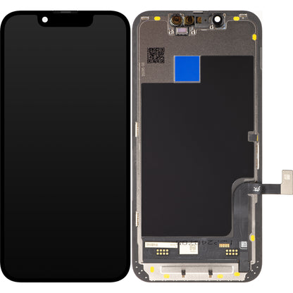 Display cu Touchscreen JK pentru Apple iPhone 13 mini, cu Rama, Versiune LCD In-Cell IC Movable, Negru