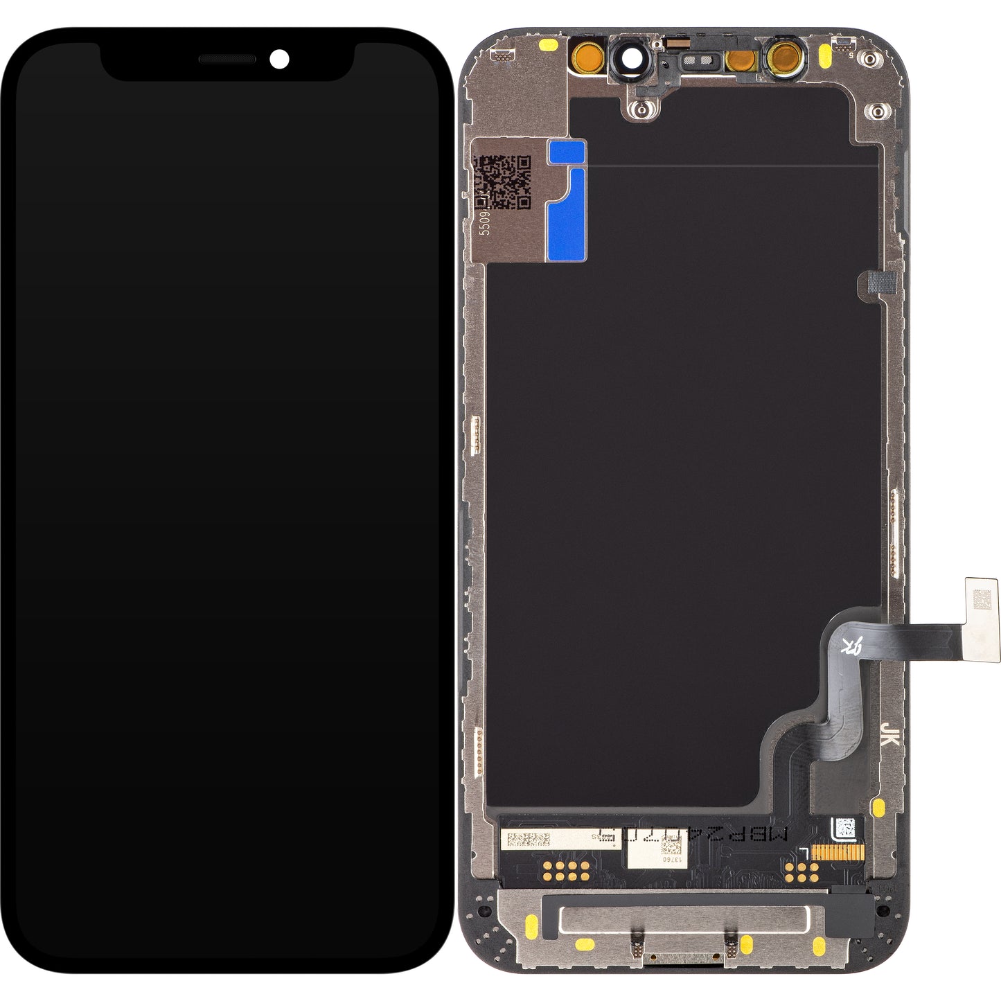 Display cu Touchscreen JK pentru Apple iPhone 12 mini, cu Rama, Versiune LCD In-Cell IC Movable, Negru