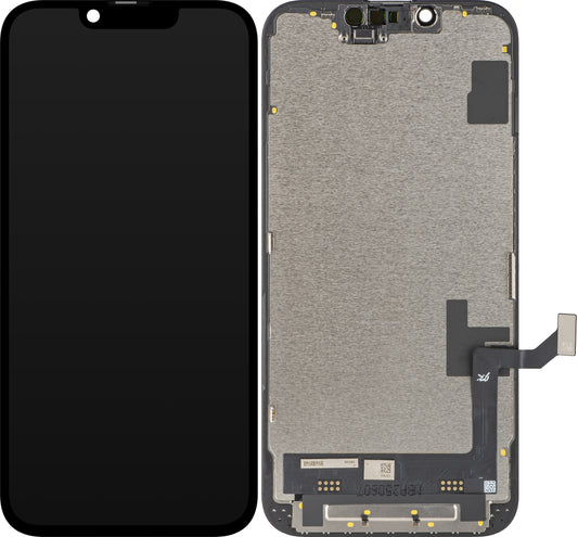 Display cu Touchscreen JK pentru Apple iPhone 16e, cu Rama, Versiune LCD In-Cell IC Movable, Negru