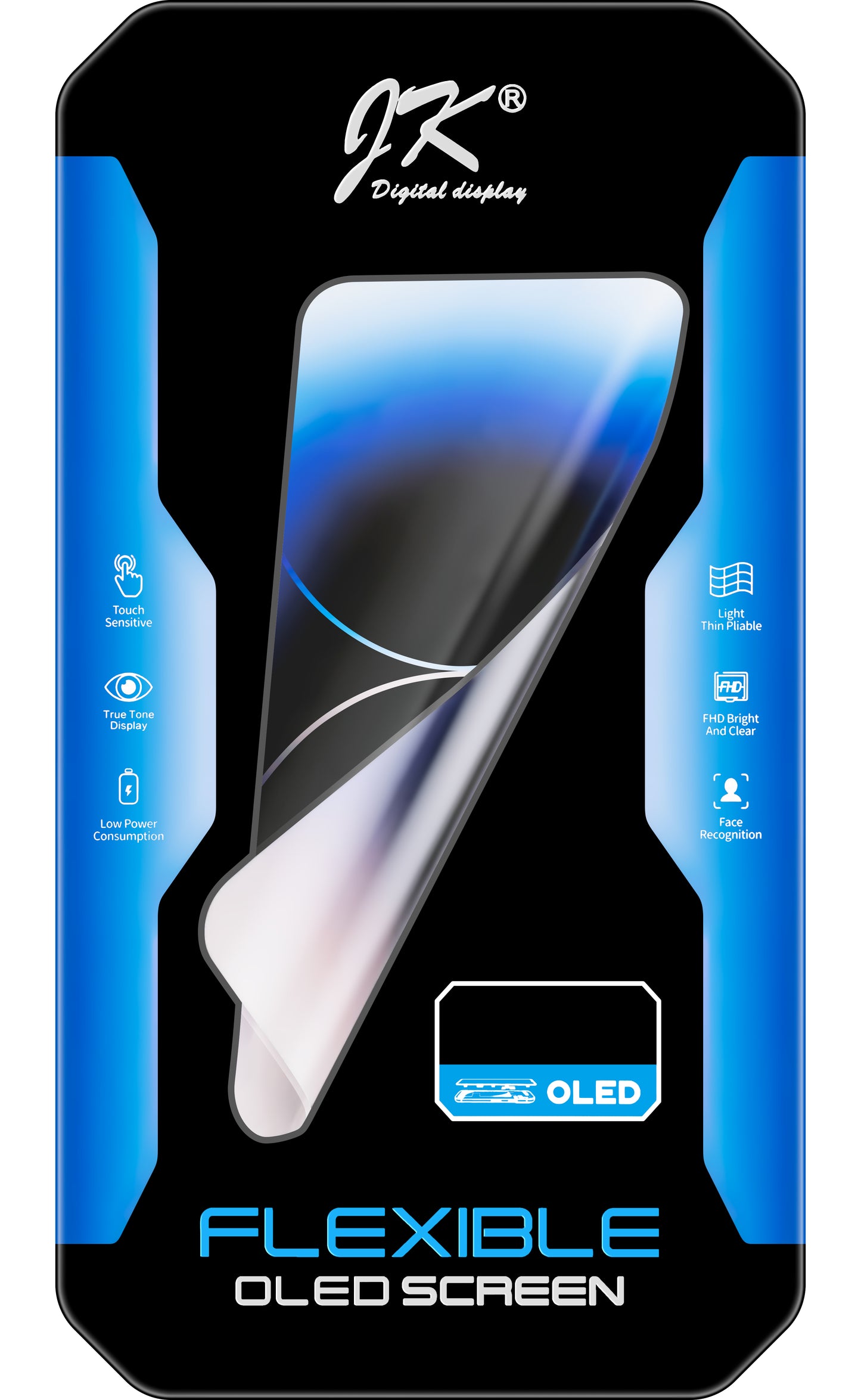 Display cu Touchscreen JK pentru Apple iPhone 11 Pro Max, cu Rama, Versiune OLED IC Movable, Negru