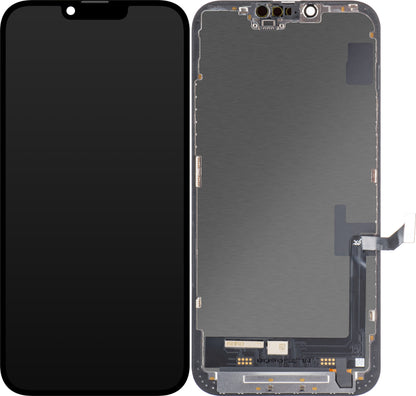 Display cu Touchscreen JK pentru Apple iPhone 14 Plus, cu Rama, Versiune LCD In-Cell, Negru