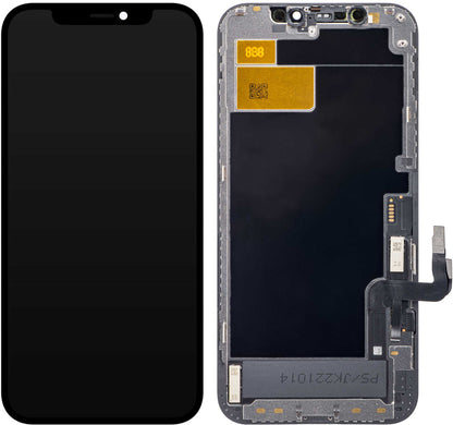 Display cu Touchscreen JK pentru Apple iPhone 12 / 12 Pro, cu Rama, Versiune LCD In-Cell, Negru