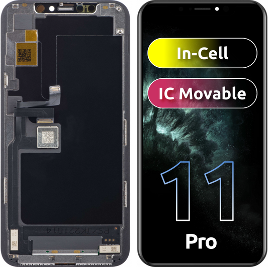 Display cu Touchscreen JK pentru Apple iPhone 11 Pro, cu Rama, Versiune LCD In-Cell, Negru