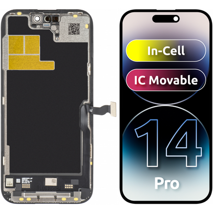Display cu Touchscreen JK pentru Apple iPhone 14 Pro, cu Rama, Versiune LCD In-Cell IC Movable, Negru
