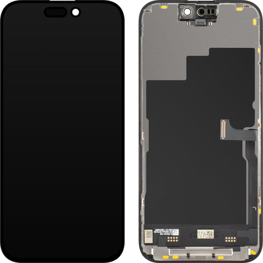 Display cu Touchscreen JK pentru Apple iPhone 15 Pro, cu Rama, Versiune LCD In-Cell IC Movable, Negru