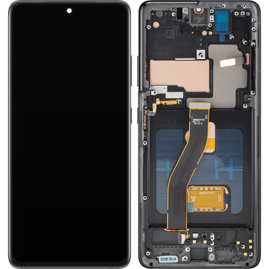 Display cu Touchscreen MP compatibil cu Samsung Galaxy S21 Ultra 5G G998, cu Rama, Versiune OLED, Negru
