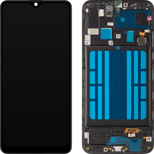 Display cu Touchscreen MP compatibil cu Samsung Galaxy A20 A205, cu Rama, Negru