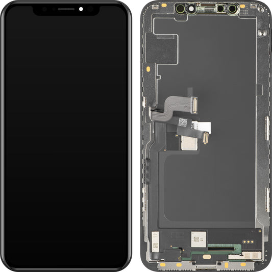 Display cu Touchscreen MP compatibil cu Apple iPhone XS, cu Rama, Versiune Soft OLED FHD, Negru