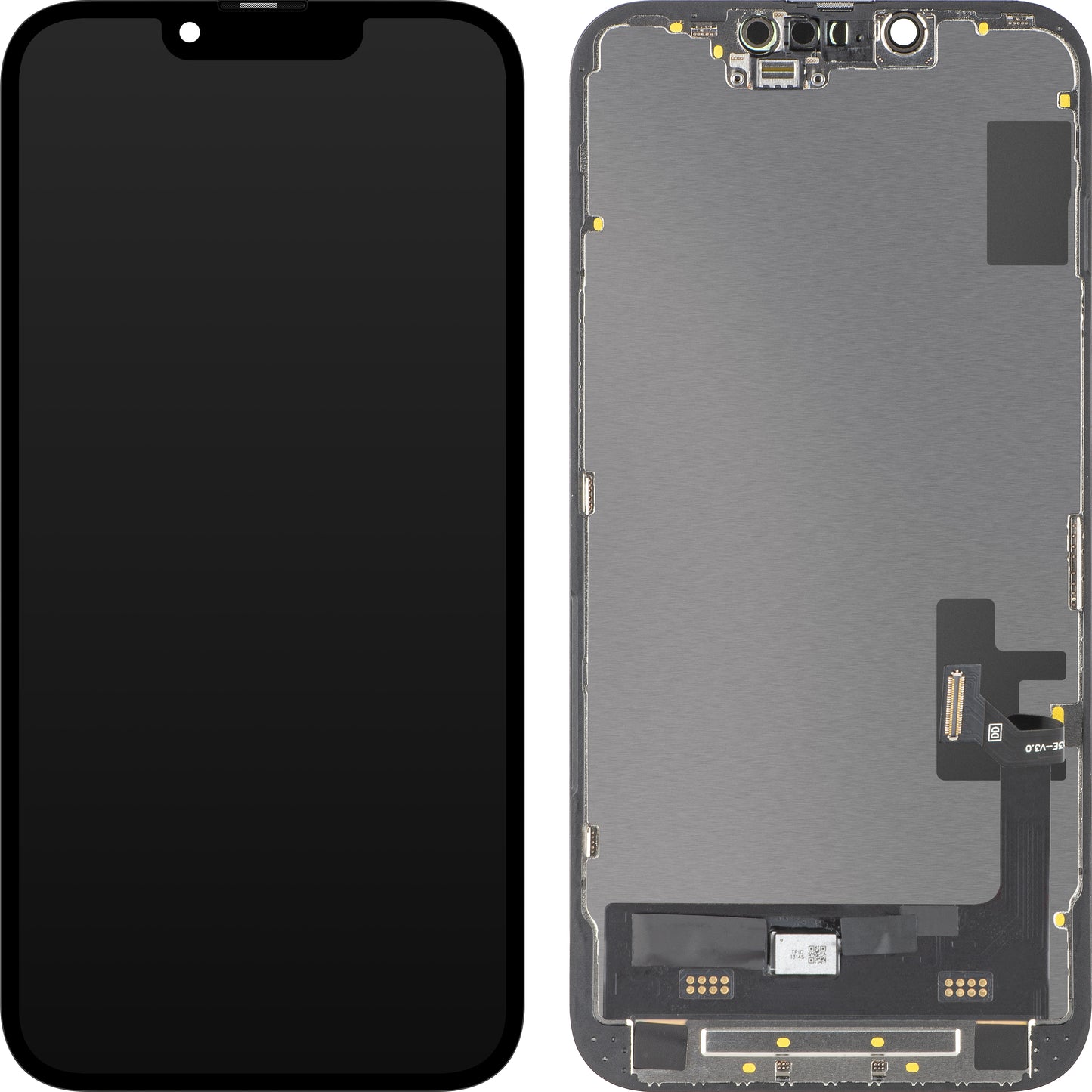 Display cu Touchscreen MP compatibil cu Apple iPhone 14, cu Rama, Versiune Soft OLED FHD Diagnostic, Negru