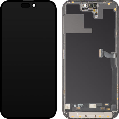 Display cu Touchscreen MP compatibil cu Apple iPhone 14 Pro Max, cu Rama, Versiune Soft OLED IC Movable 120Hz FHD, Negru