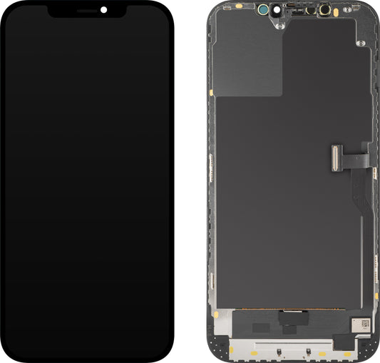 Display cu Touchscreen MP compatibil cu Apple iPhone 12 Pro Max, cu Rama, Versiune OLED Diagnostic, Negru