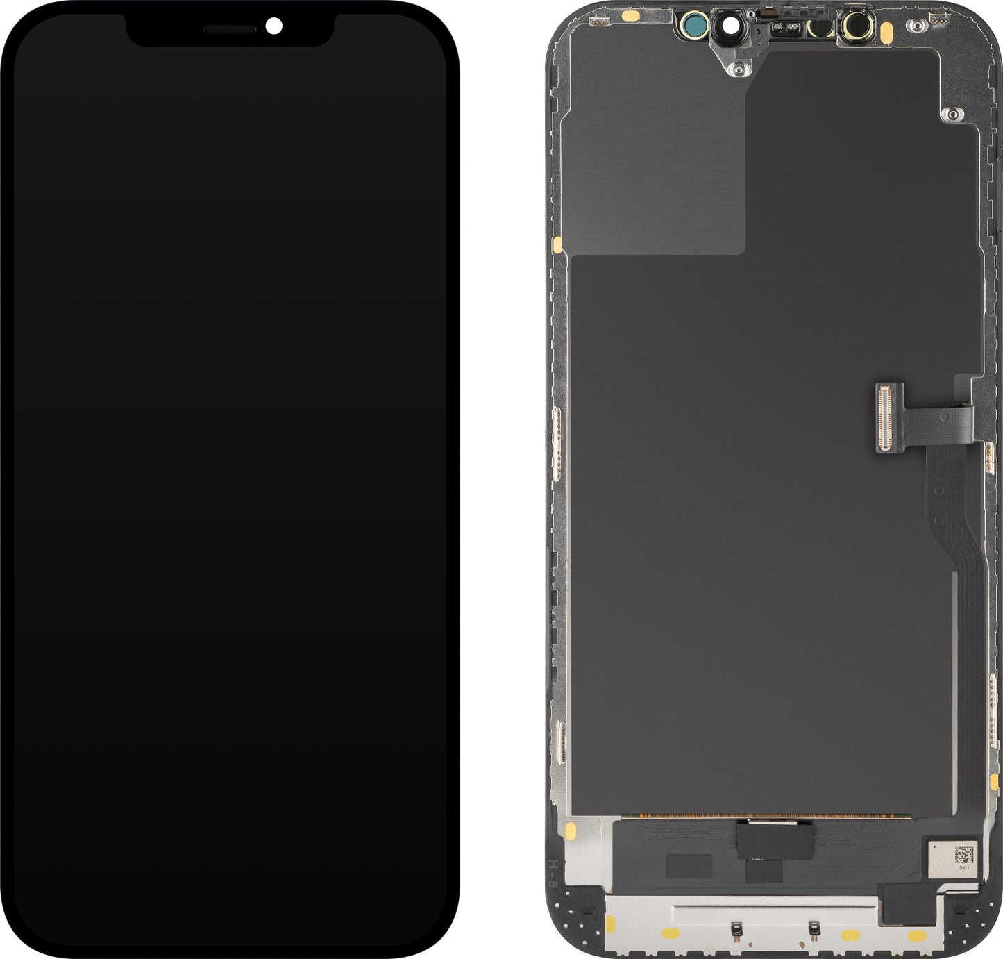 Display cu Touchscreen MP compatibil cu Apple iPhone 12 Pro Max, cu Rama, Versiune OLED Diagnostic, Negru
