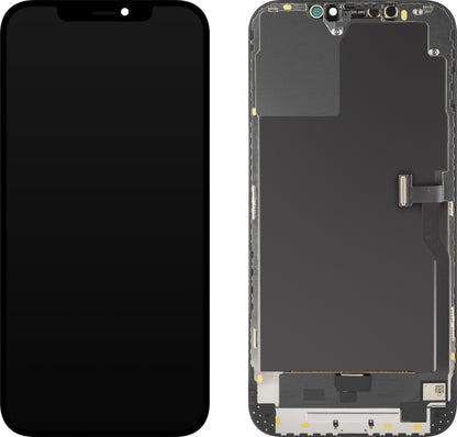 Display cu Touchscreen MP compatibil cu Apple iPhone 12 Pro Max, cu Rama, Versiune OLED Diagnostic, Negru