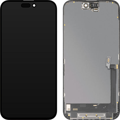 Display cu Touchscreen MP compatibil cu Apple iPhone 16 Plus, cu Rama, Versiune Soft OLED IC Movable FHD, Negru