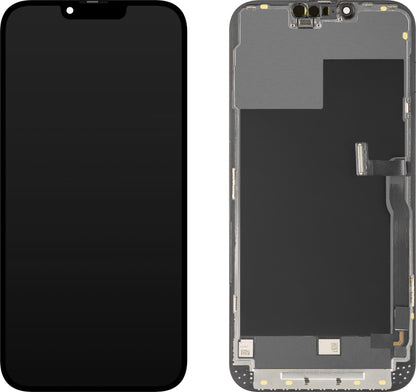 Display cu Touchscreen MP compatibil cu Apple iPhone 13 Pro Max, cu Rama, Versiune OLED FHD Diagnostic, Negru