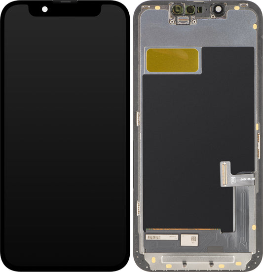 Display cu Touchscreen MP compatibil cu Apple iPhone 13 mini, cu Rama, Versiune OLED FHD IC Movable, Negru