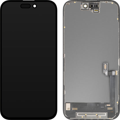 Display cu Touchscreen MP compatibil cu Apple iPhone 16, cu Rama, Versiune Soft OLED FHD 120Hz IC Movable, Negru