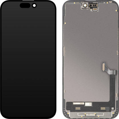 Display cu Touchscreen MP compatibil cu Apple iPhone 15 Plus, cu Rama, Versiune Premium Soft OLED FHD 120Hz, Negru