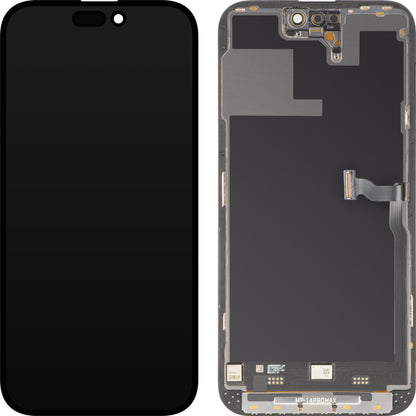 Display cu Touchscreen MP compatibil cu Apple iPhone 14 Pro Max, cu Rama, Versiune Premium Soft OLED FHD 120Hz Diagnostic, Negru