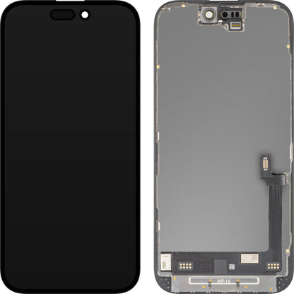 Display cu Touchscreen MP compatibil cu Apple iPhone 16, cu Rama, Versiune Premium Soft OLED FHD Diagnostic, Negru