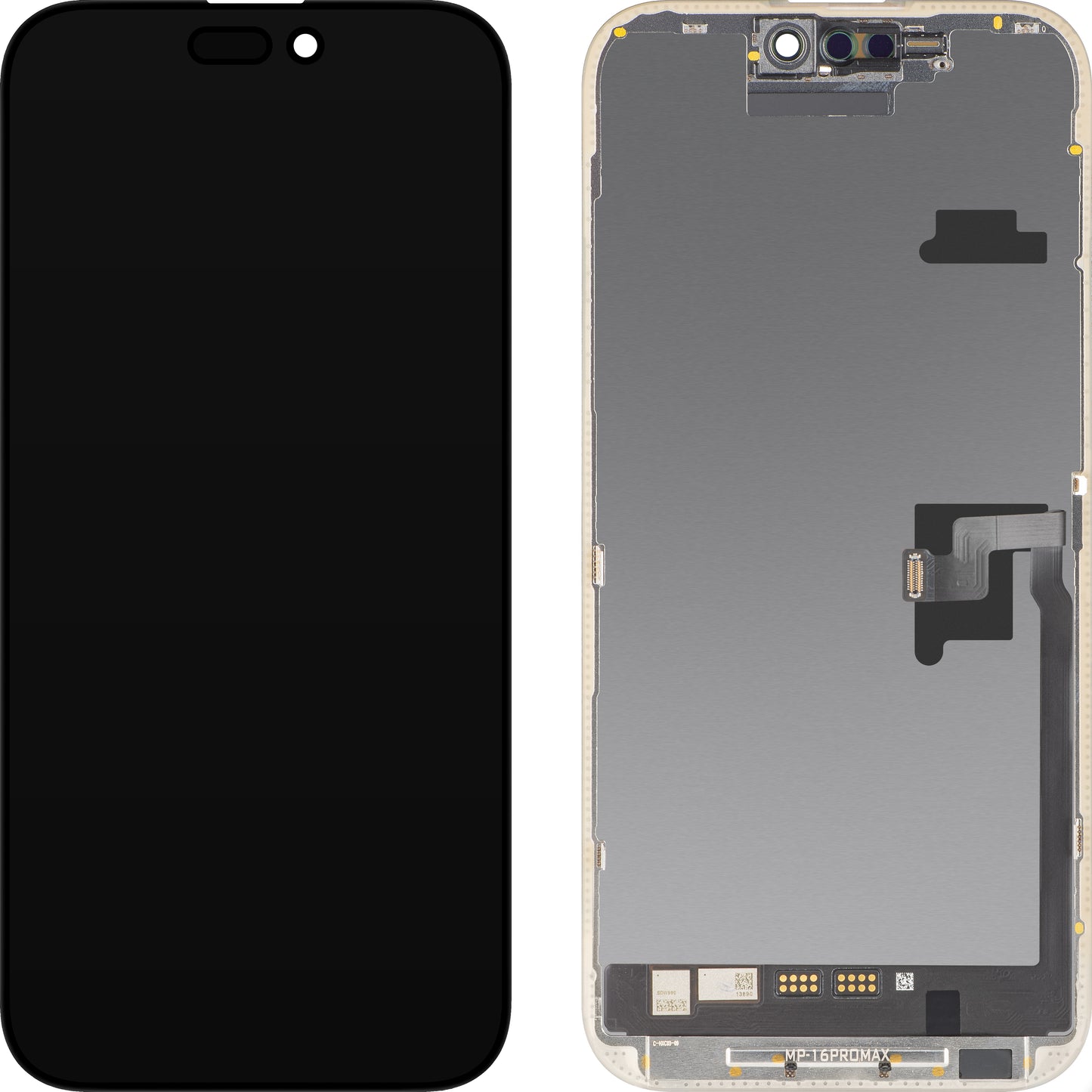 Display cu Touchscreen MP compatibil cu Apple iPhone 16 Pro Max, cu Rama, Versiune Soft OLED FHD Diagnostic, Negru