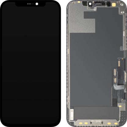 Display cu Touchscreen MP compatibil cu Apple iPhone 12 / 12 Pro, cu Rama, Versiune OLED FHD IC Movable, Negru