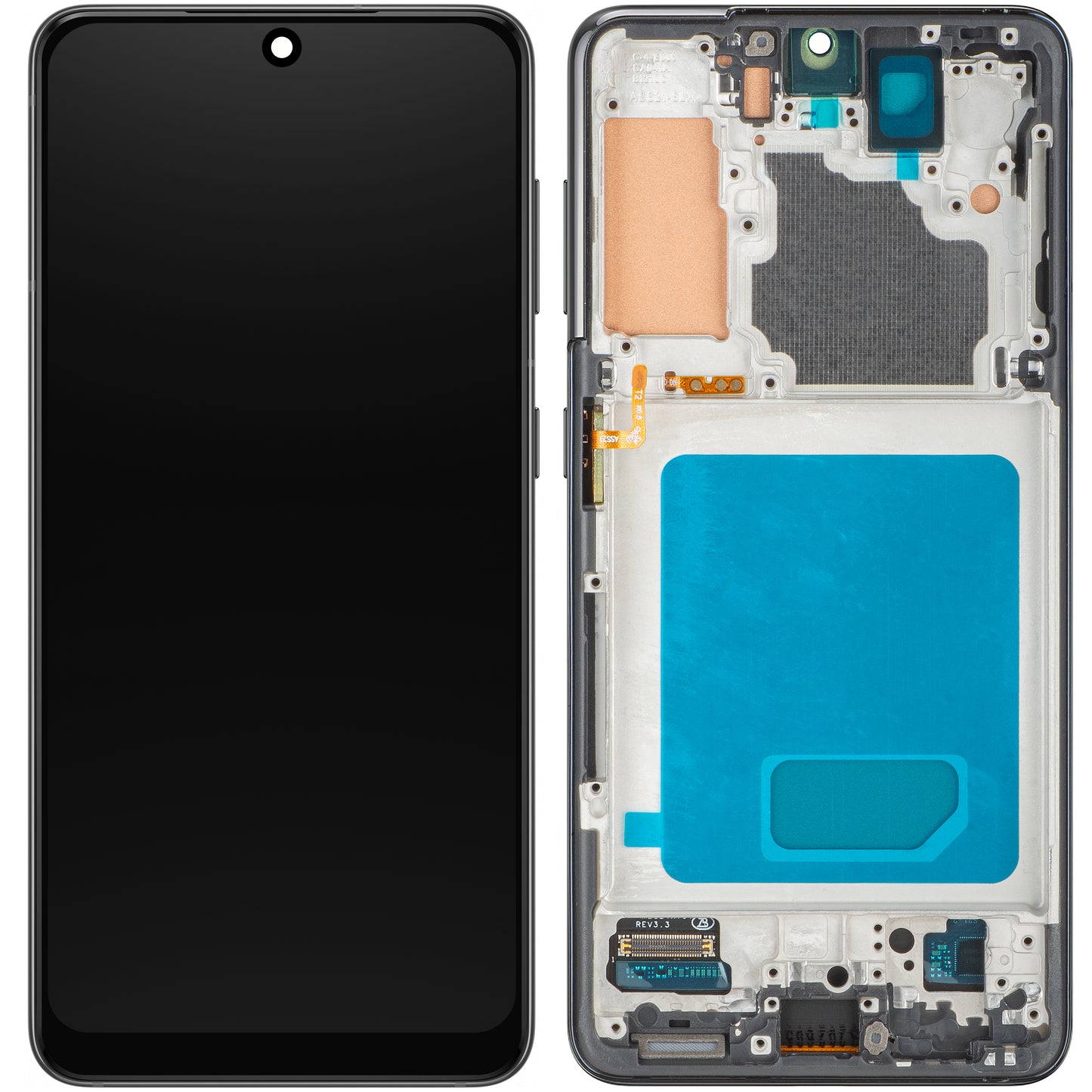 Display cu Touchscreen MP compatibil cu Samsung Galaxy S21 5G G991, cu Rama, Negru