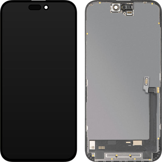 Display cu Touchscreen MP compatibil cu Apple iPhone 16 Plus, cu Rama, Versiune Soft OLED FHD 120Hz Diagnostic, Negru