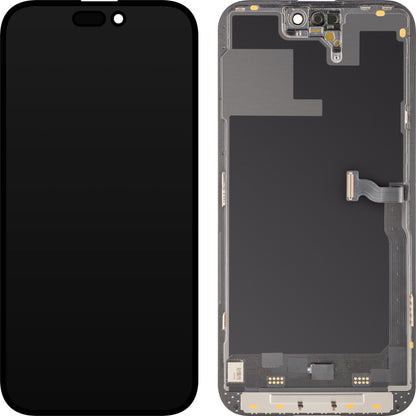 Display cu Touchscreen MP compatibil cu Apple iPhone 14 Pro, cu Rama, Versiune Soft OLED 120Hz FHD Diagnostic, Negru, Swap