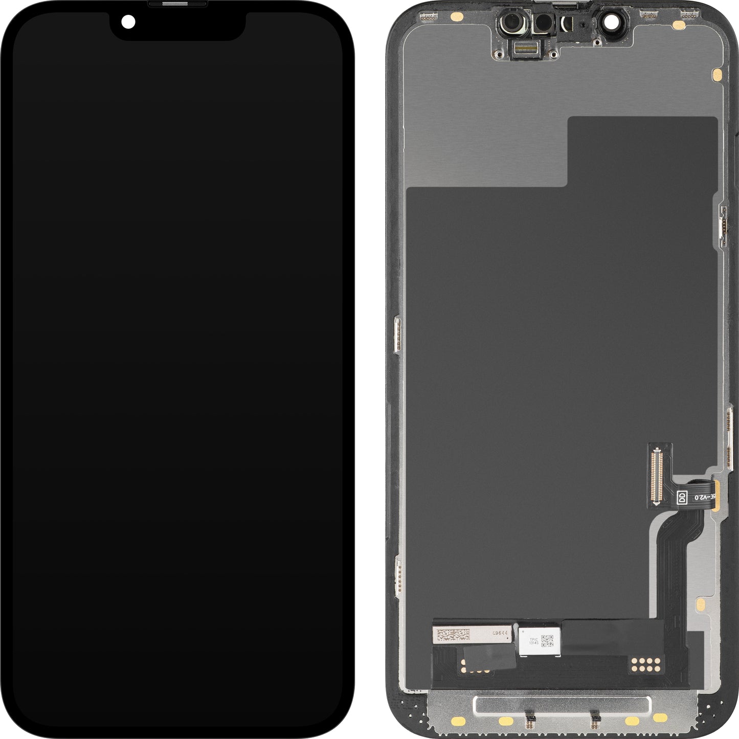 Display cu Touchscreen MP compatibil cu Apple iPhone 13, cu Rama, Versiune Soft OLED FHD Diagnostic, Negru, Resigilat