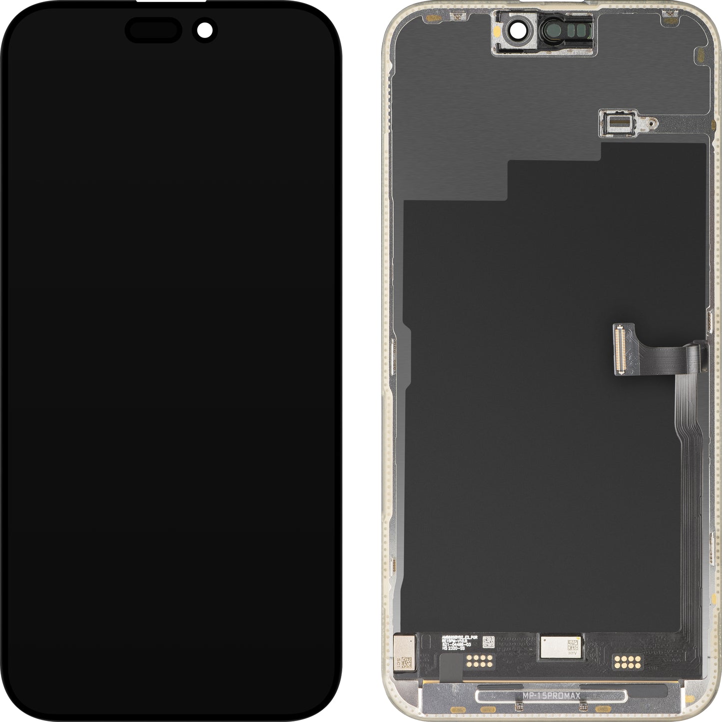 Display cu Touchscreen MP compatibil cu Apple iPhone 15 Pro Max, cu Rama, Versiune Premium Soft OLED FHD 120Hz Diagnostic, Negru, Resigilat