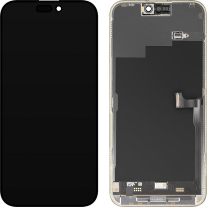 Display cu Touchscreen MP compatibil cu Apple iPhone 15 Pro Max, cu Rama, Versiune Premium Soft OLED FHD 120Hz Diagnostic, Negru, Resigilat