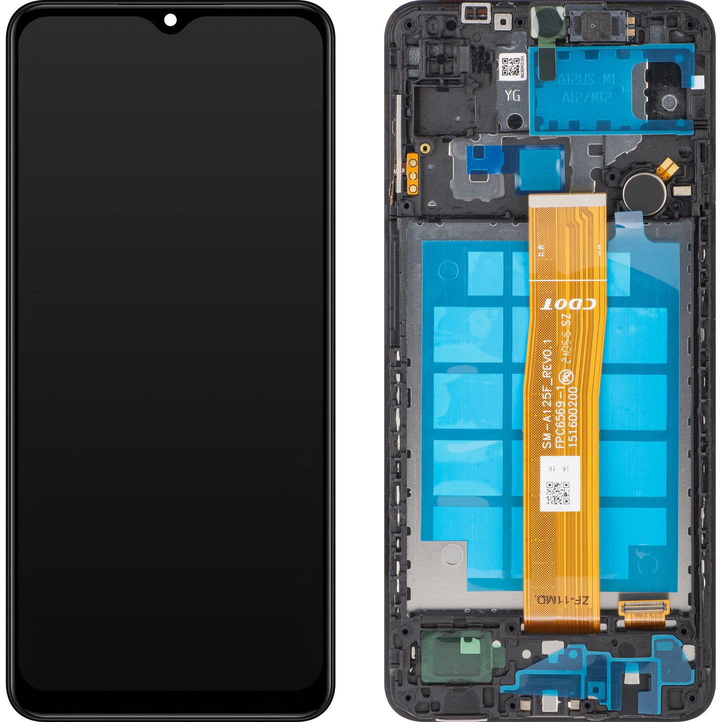 Display cu Touchscreen MP compatibil cu Samsung Galaxy A12 Nacho A127 / A12 A125, cu Rama, Negru