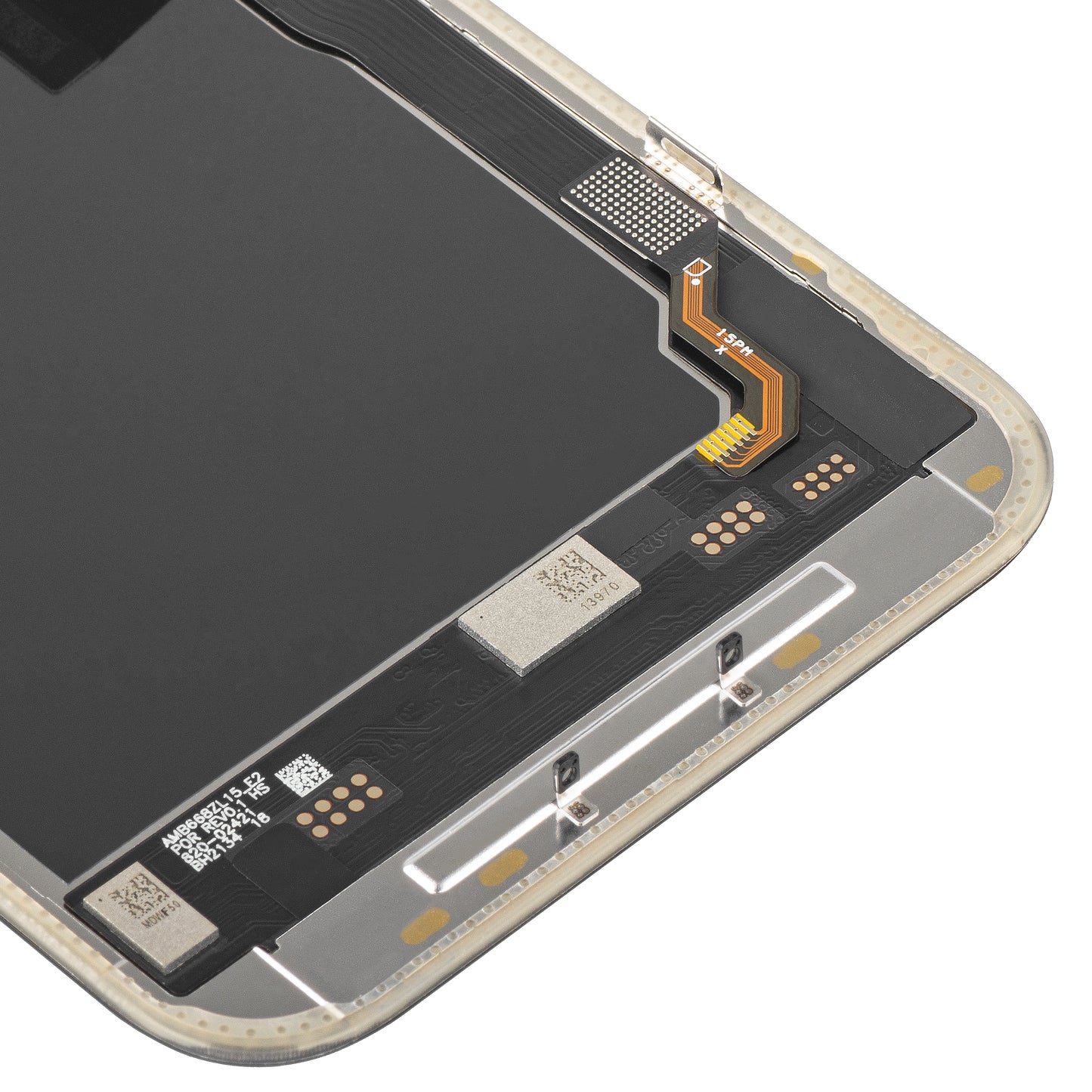 Display cu Touchscreen MP compatibil cu Apple iPhone 15 Pro Max, cu Rama, Versiune Soft OLED IC Movable 120Hz FHD, Negru