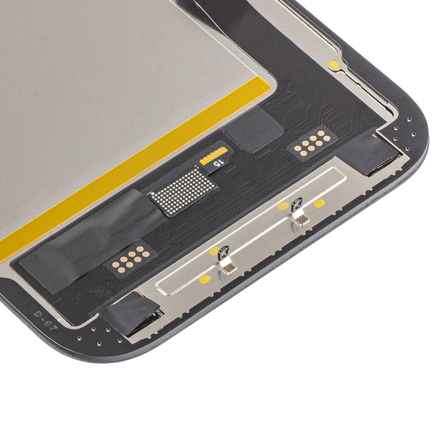 Display cu Touchscreen MP compatibil cu Apple iPhone 15, cu Rama, Versiune Soft OLED FHD IC Movable, Negru