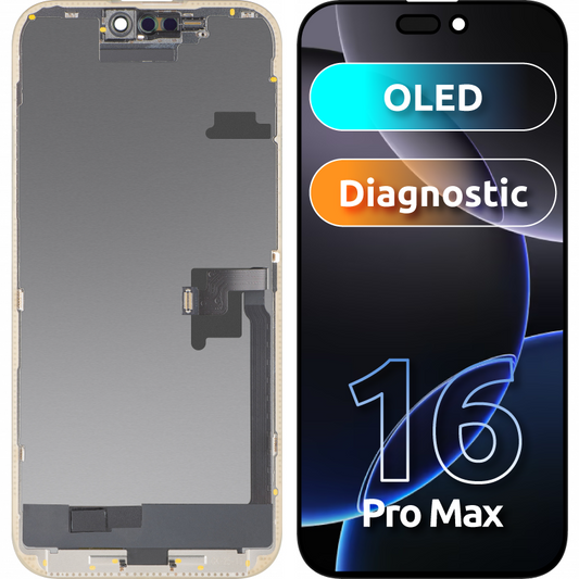 Display cu Touchscreen MP compatibil cu Apple iPhone 16 Pro Max, cu Rama, Versiune OLED FHD Diagnostic, Negru