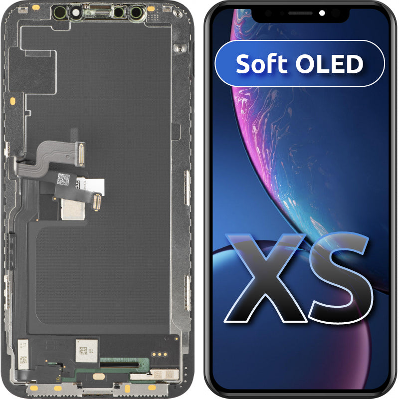 Display cu Touchscreen MP compatibil cu Apple iPhone XS, cu Rama, Versiune Soft OLED FHD, Negru