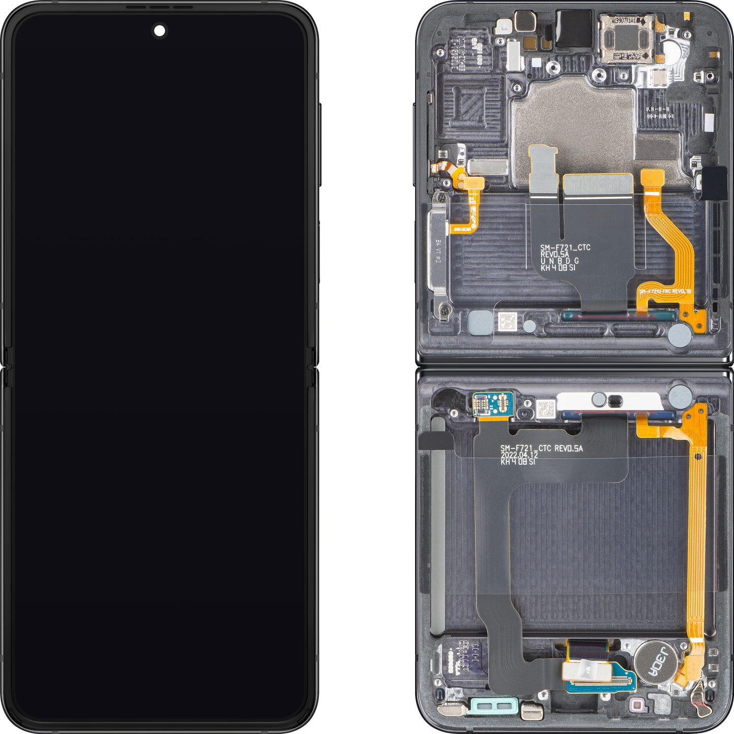 Display cu Touchscreen Samsung Galaxy Z Flip4 F721, cu Rama, Sub Inner, Gri (Graphite), Service Pack GH82-30238A