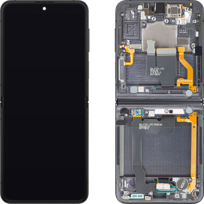 Display cu Touchscreen Samsung Galaxy Z Flip4 F721, cu Rama, Sub Inner, Gri (Graphite), Service Pack GH82-30238A