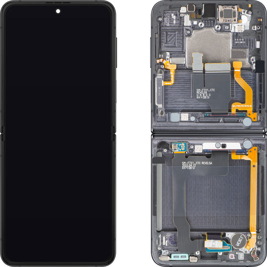 Display cu Touchscreen Samsung Galaxy Z Flip4 F721, cu Rama, Sub Inner, Gri (Graphite), Service Pack GH82-30238A