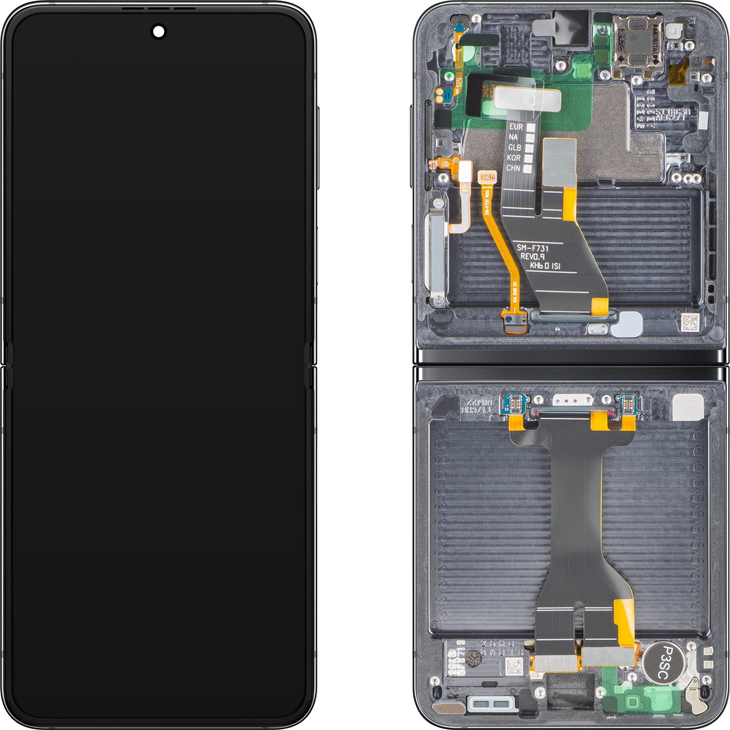 Display cu Touchscreen Samsung Galaxy Z Flip5 F731, cu Rama, Sub Inner, Gri (Graphite), Service Pack GH82-31827A