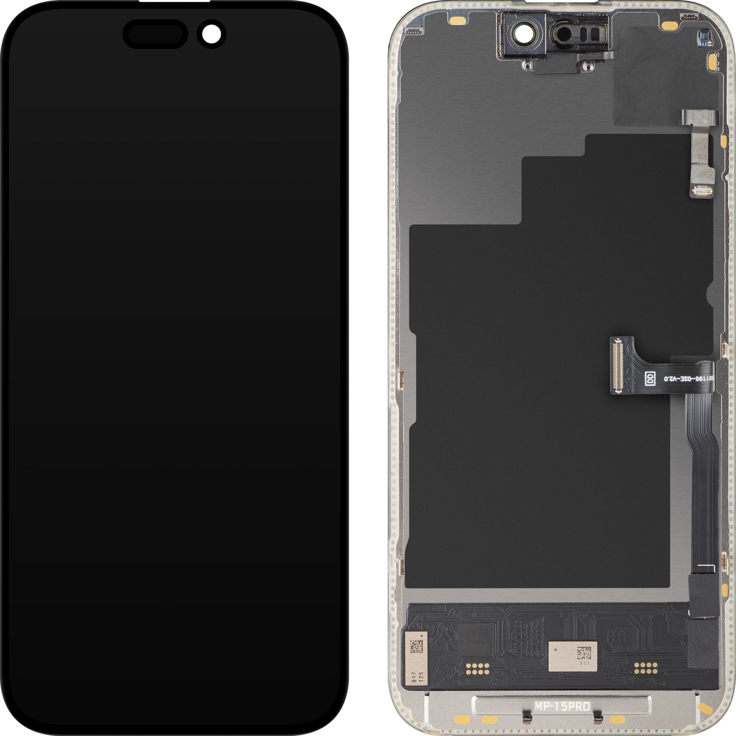 Display cu Touchscreen si Senzor Proximitate MP compatibil cu Apple iPhone 15 Pro, cu Rama, Versiune Soft OLED FHD 120Hz Diagnostic, Negru